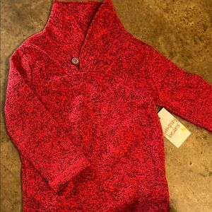 Red Knit Sweater with Button Detail